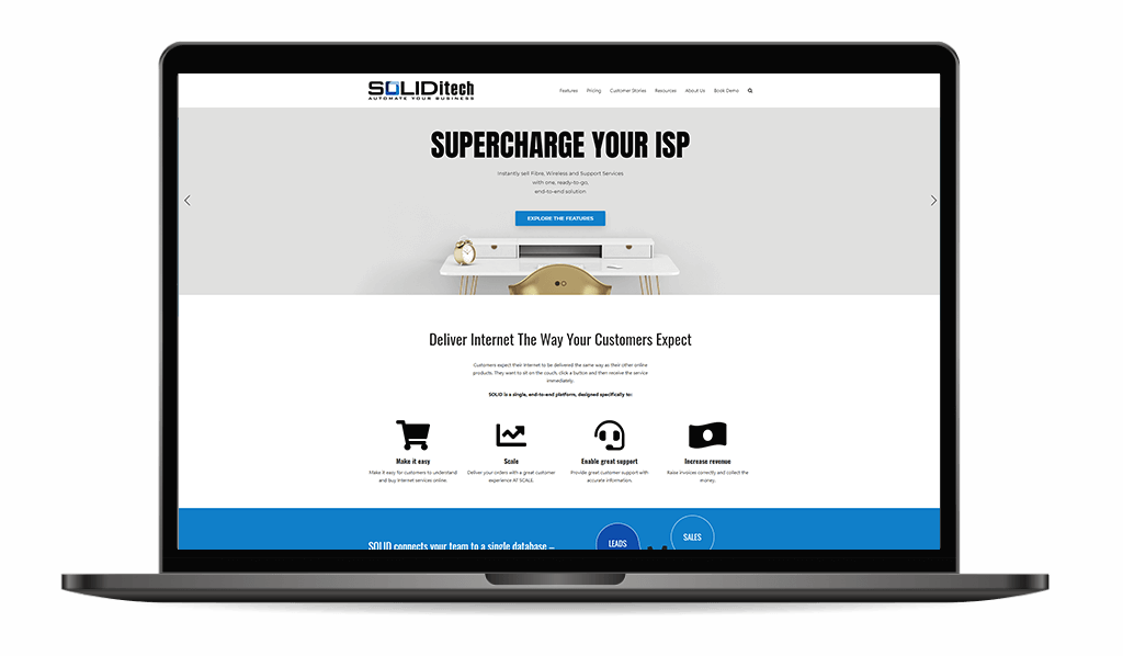 SOLIDitech Webpage landing screen