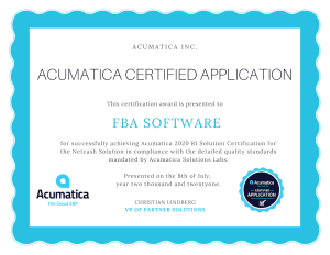 Acumatica Certified Application 2021 R1_Netcash Acumatica Certified Application